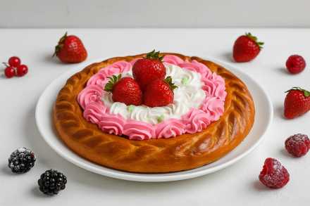 Пирог с клубникой со сливками